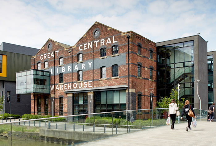 Exterior of the Great Central Warehouse Library