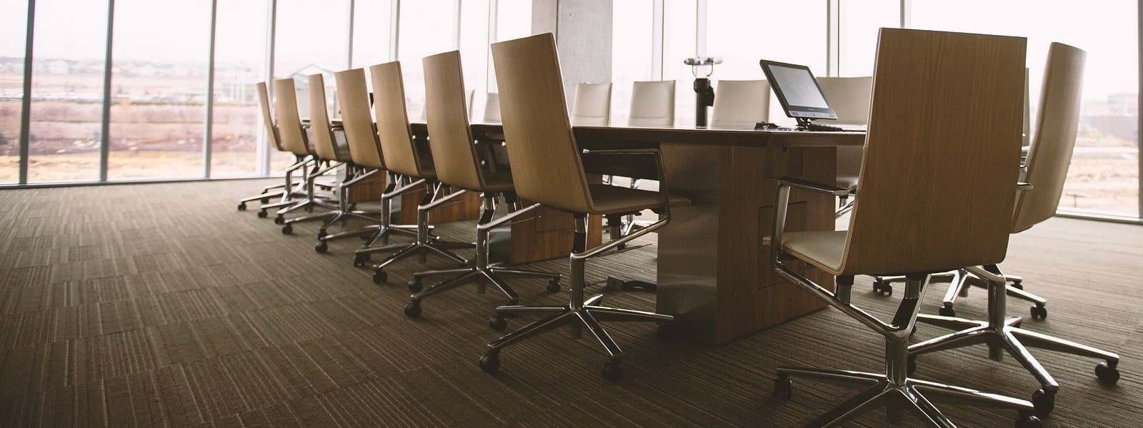 Conference table in a high rise office