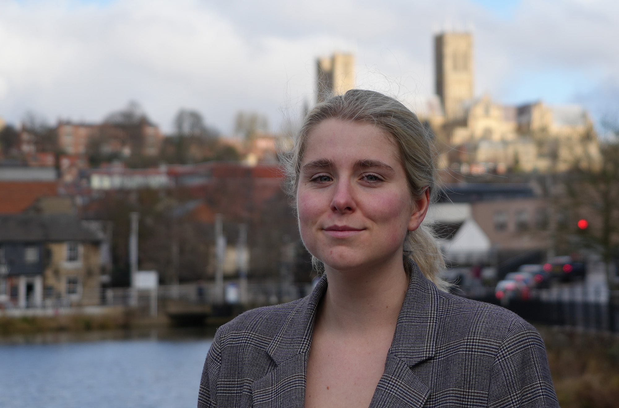 Student Recruitment Officer headshot in front of Lincoln Cathedral