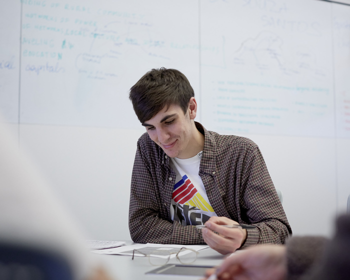 Student at table