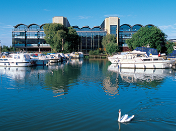 The University of Lincoln's picturesque Brayford Pool waterfront.