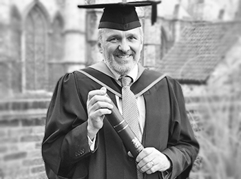 Michael Betton with his Honorary Doctorate from the University of Lincoln. 