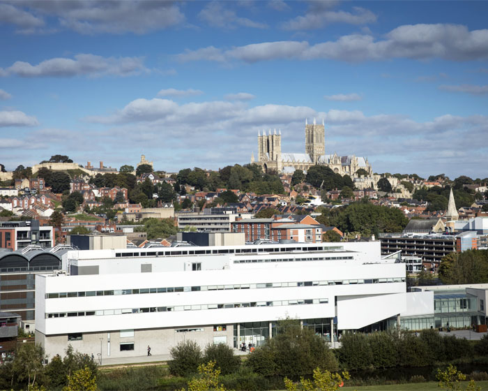 University of Lincoln campus with Lincoln Cathedral and the city in the background