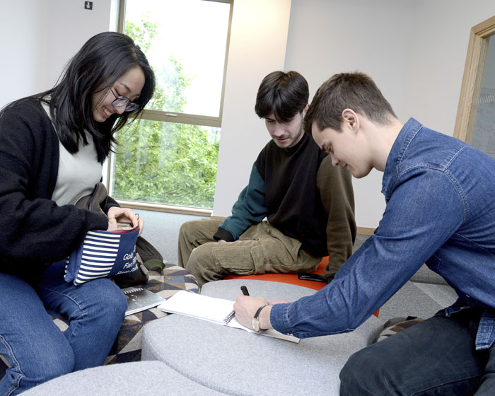 A group of students working together on a project