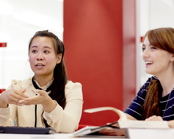 Female students discussing