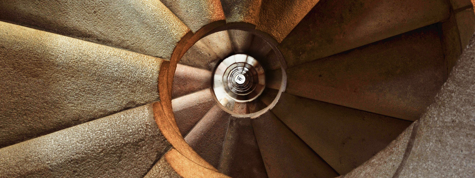 Abstract image of spiral roof on a building