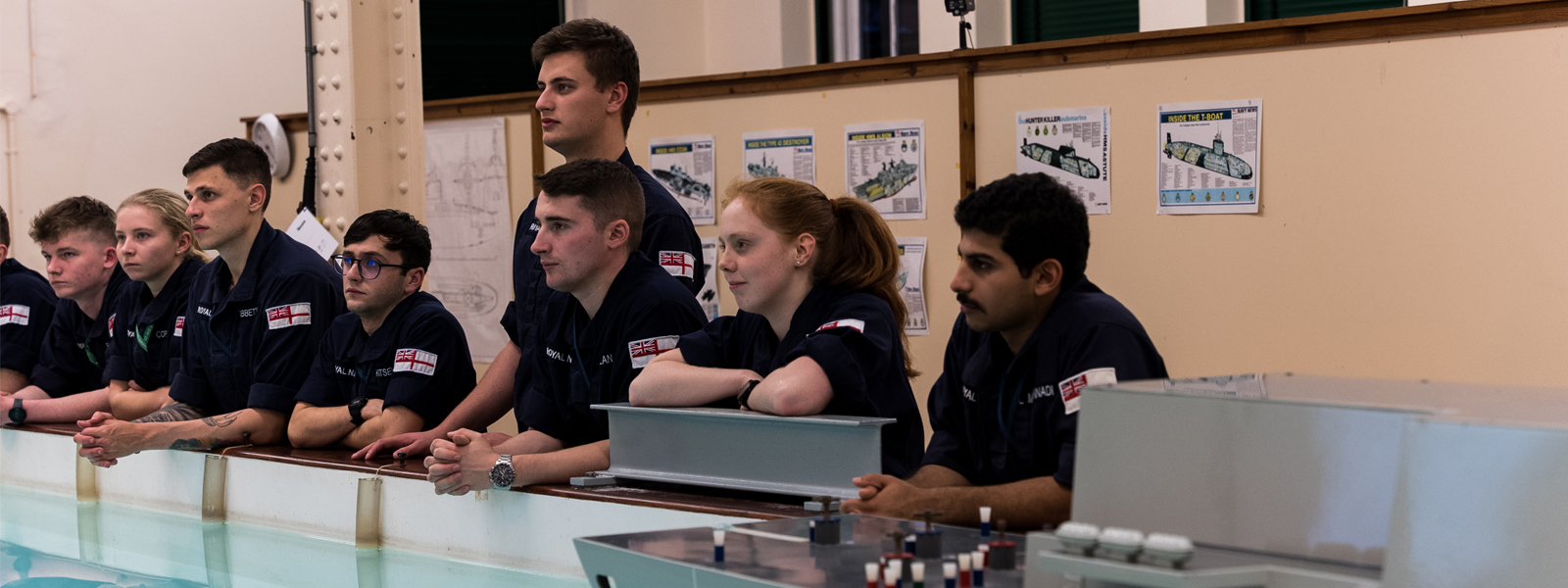 Student learning at the Ship Tech Pool at BRNC Dartmouth