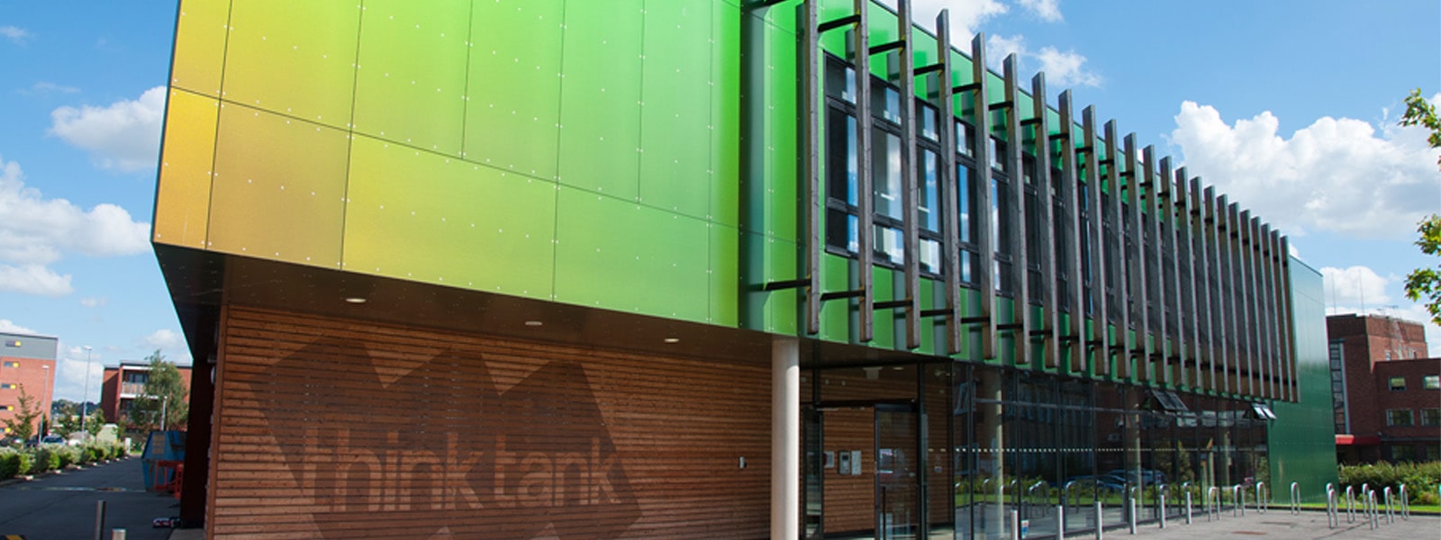 A building with green and yellow walls