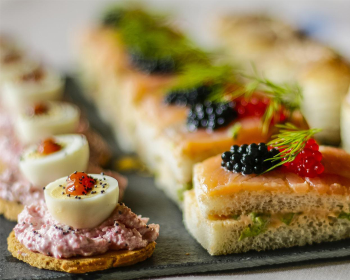 A selection of canapes at a buffet