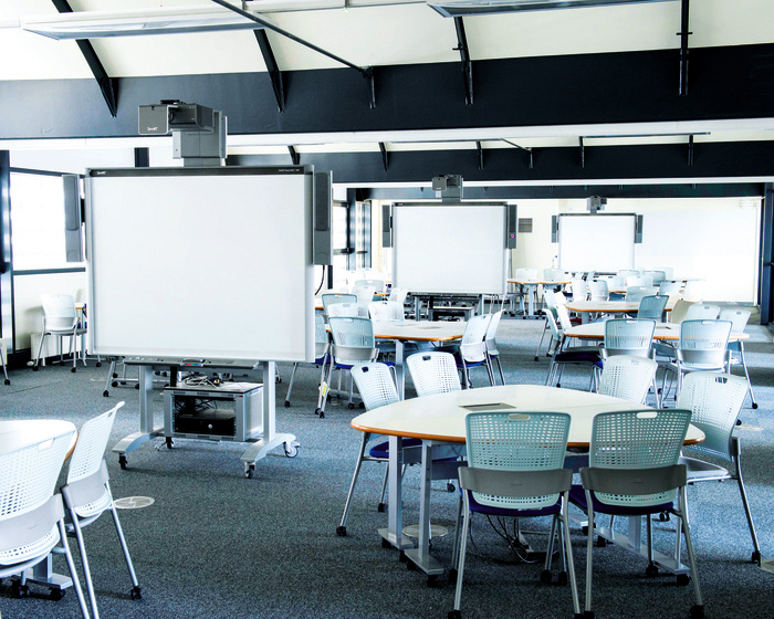 A meeting space in the Minerva Building