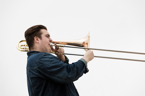 A man playing the trombone
