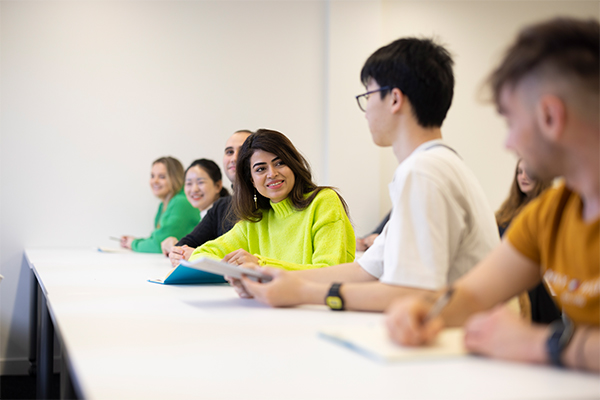 Students sat at a table