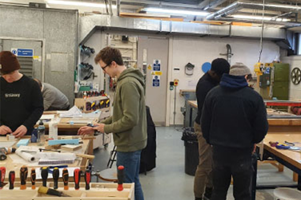 Students working in a workshop