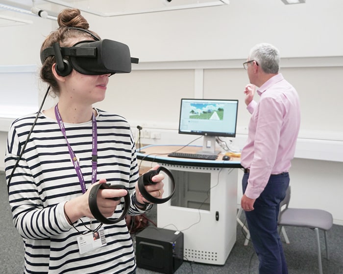 Girl using VR headset