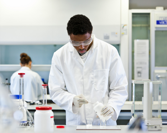 A student taking part in a lab session