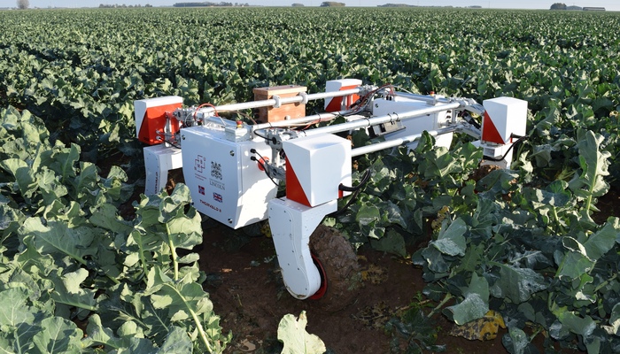 A Thorvald robot working in a field