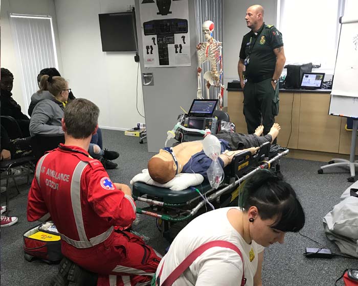 Air Ambulance staff presenting an emergency scenario.