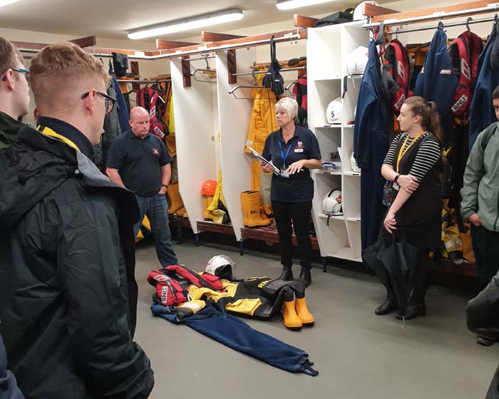 RNLI staff speaking to medicine students.