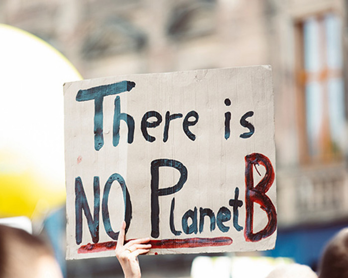 a person holding a sign which reads there is no plan B