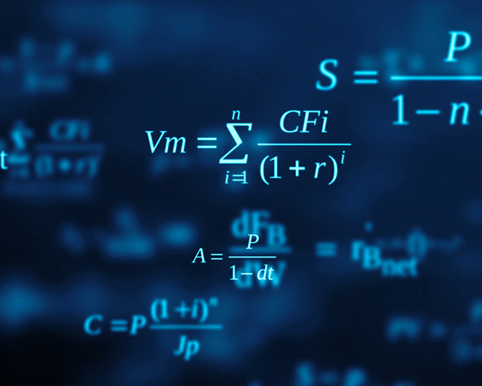 Mathematical equations shown against a blue background