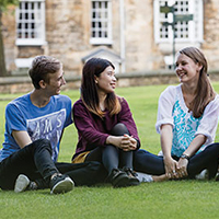 Students on lawn.
