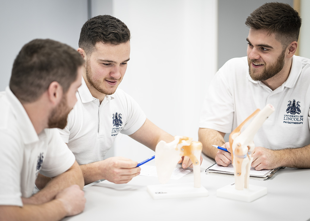Physiotherapy Students using anatomical models