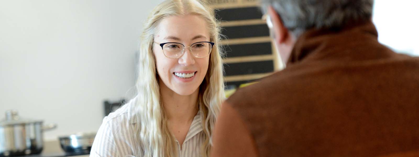 Smiling woman in a health care setting