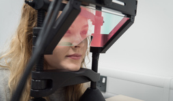 Student in an eye-tracking lab