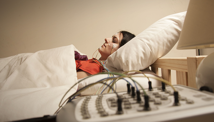 Student in the sleep lab