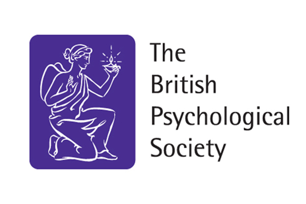 A drawing of someone kneeling with The British Psychological Society written next to it