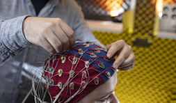 Student in EEG lab