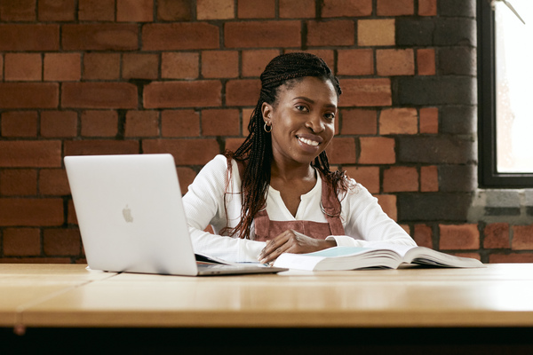 Student studying in the library.