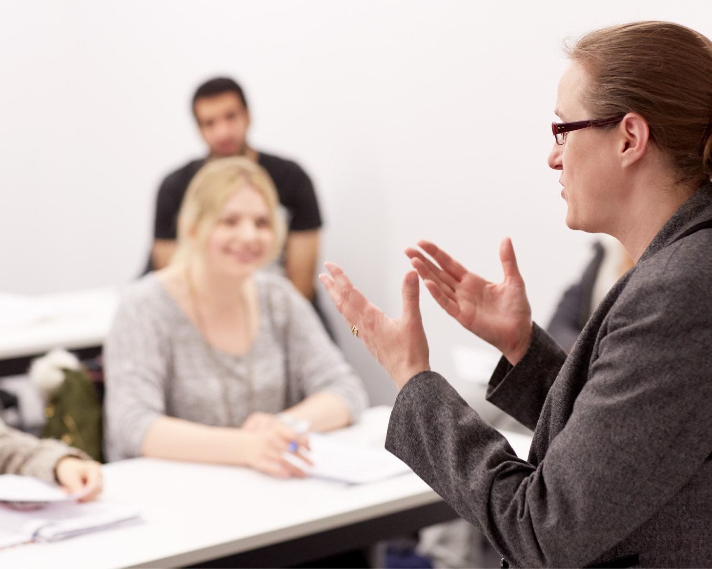 Smiling student in lecture