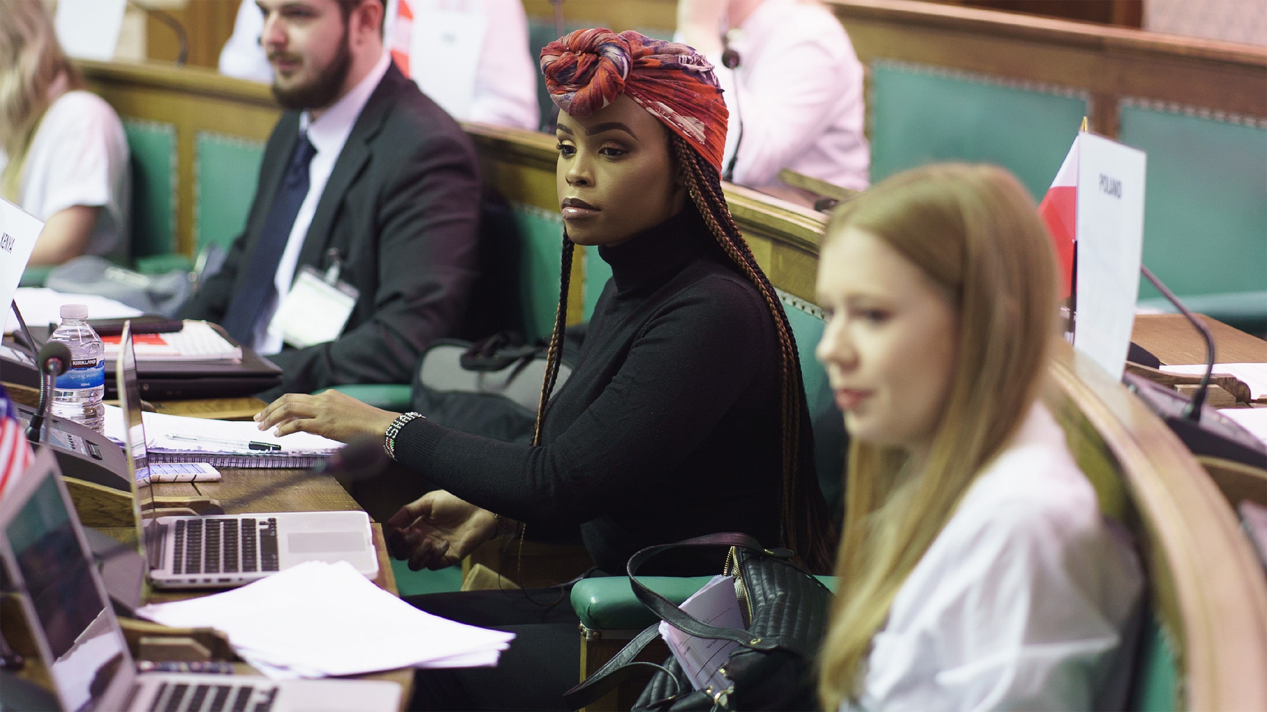 Students in a mock United Nations
