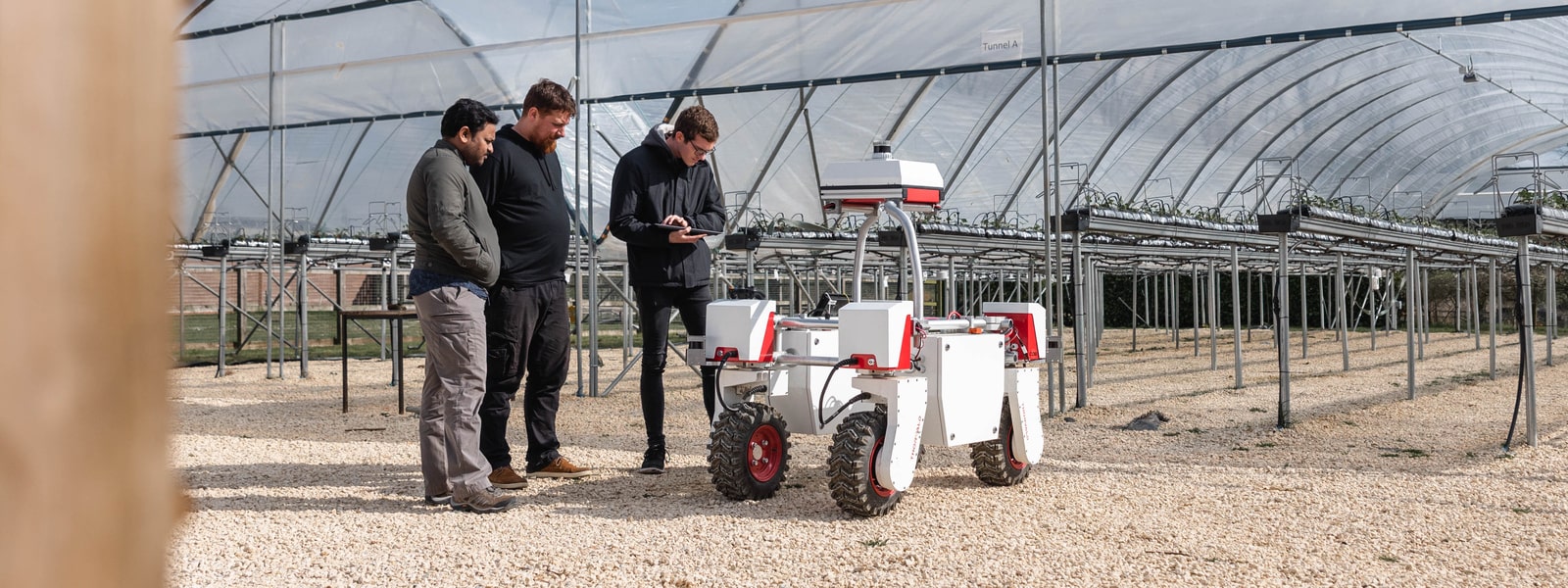 Researchers working with robotics