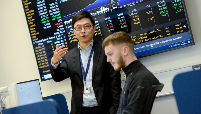 A student being taught in the University's Bloomberg Lab