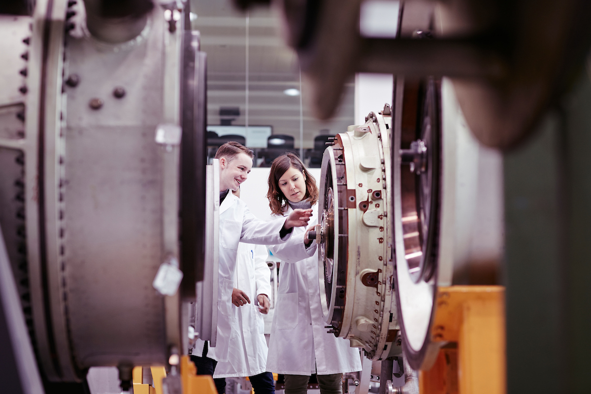 A student on placement in an engineering lab