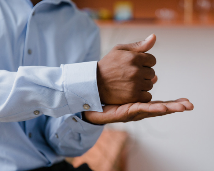 A man using sign language