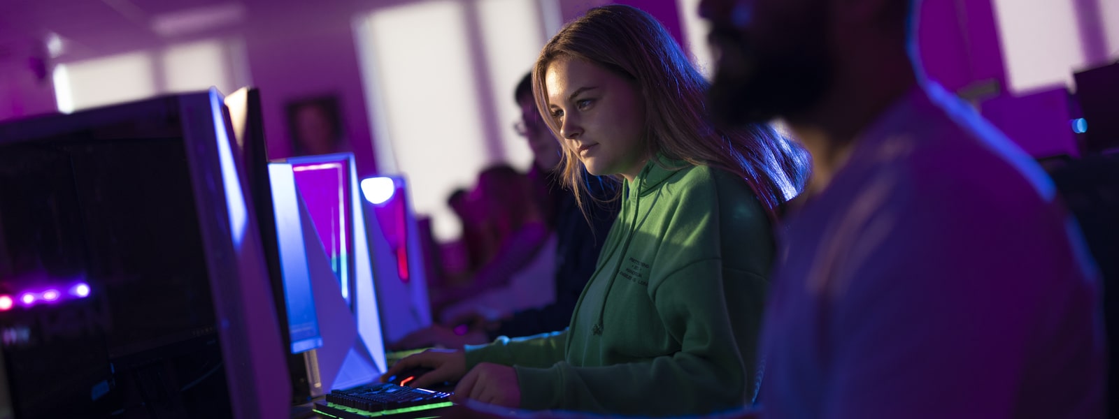 A student working at a computer