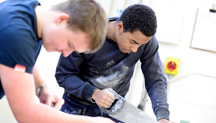 Students working in the architecture workshops