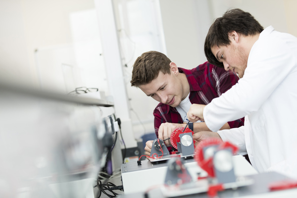 A student taking part in a practical session