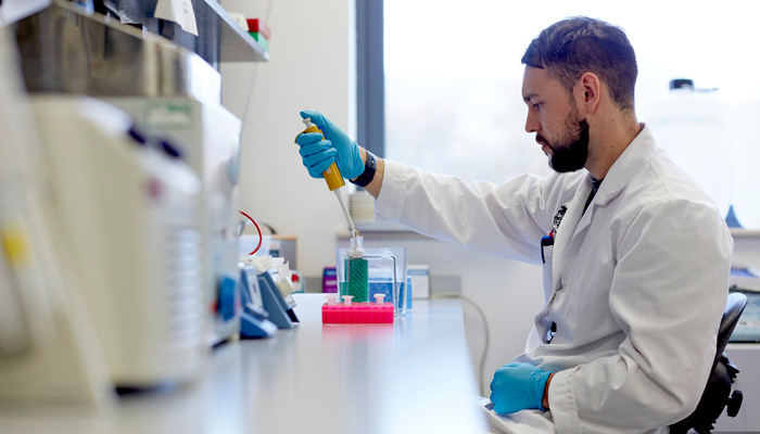 A student working in a lab