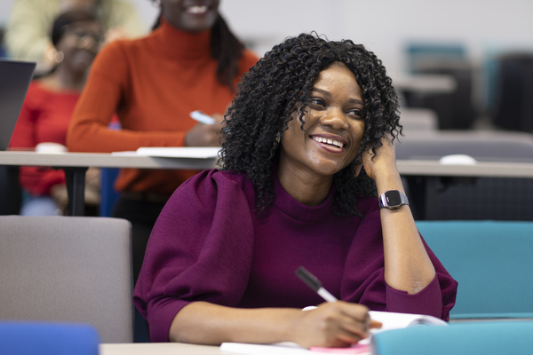 A student listening during a seminar