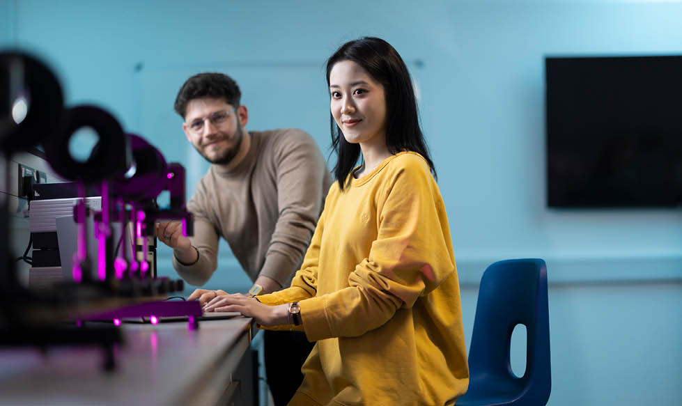 2 students in a lab