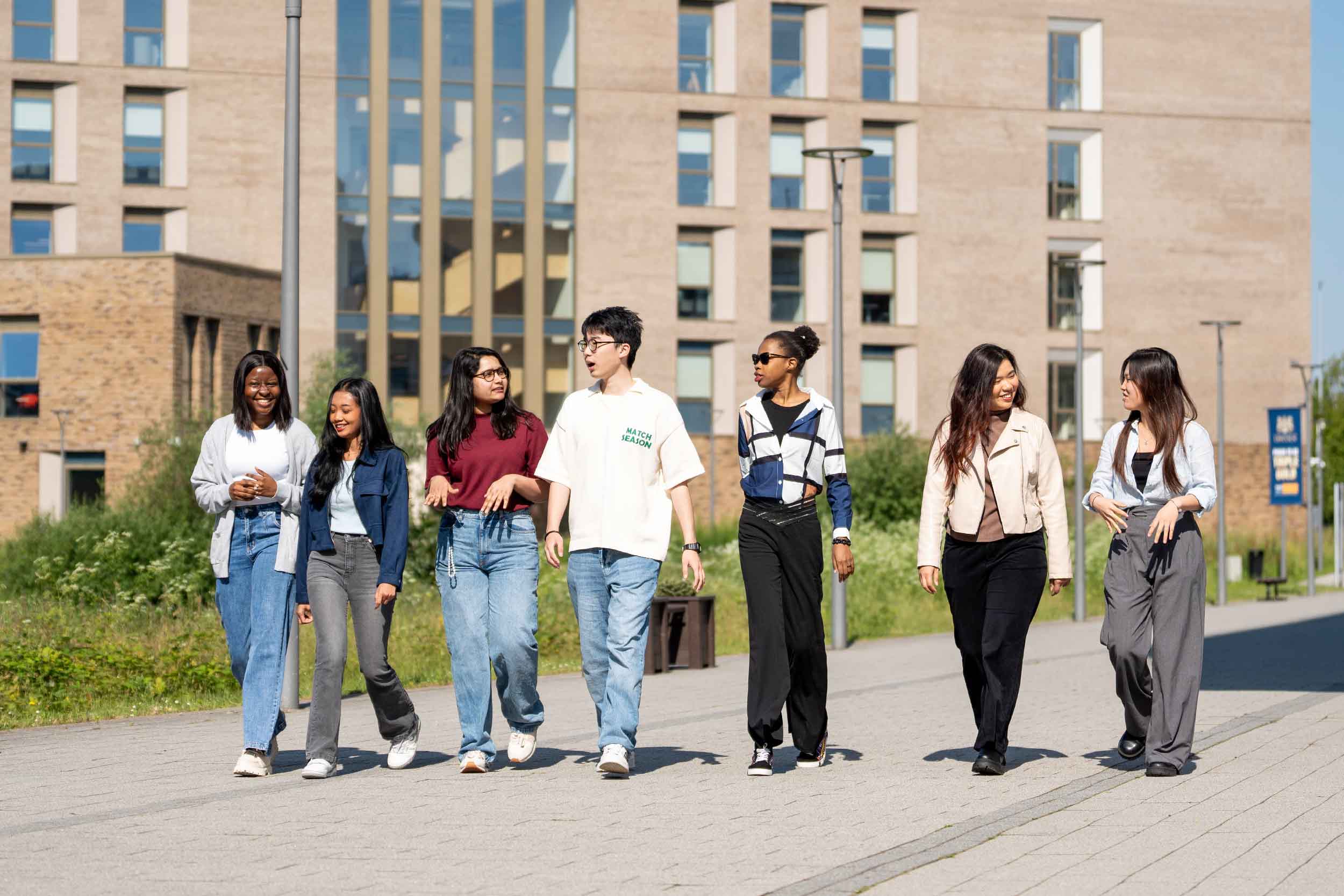Students walking on campus
