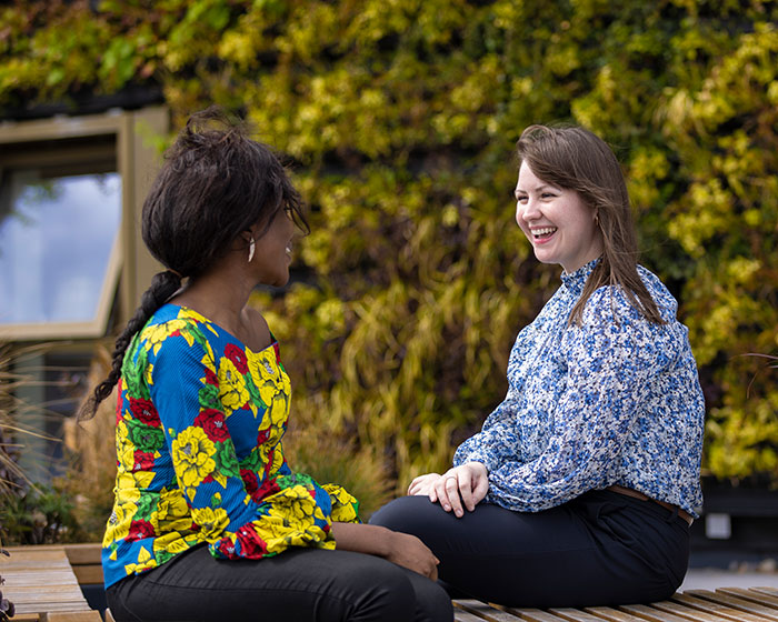 International Students Sat in a Garden