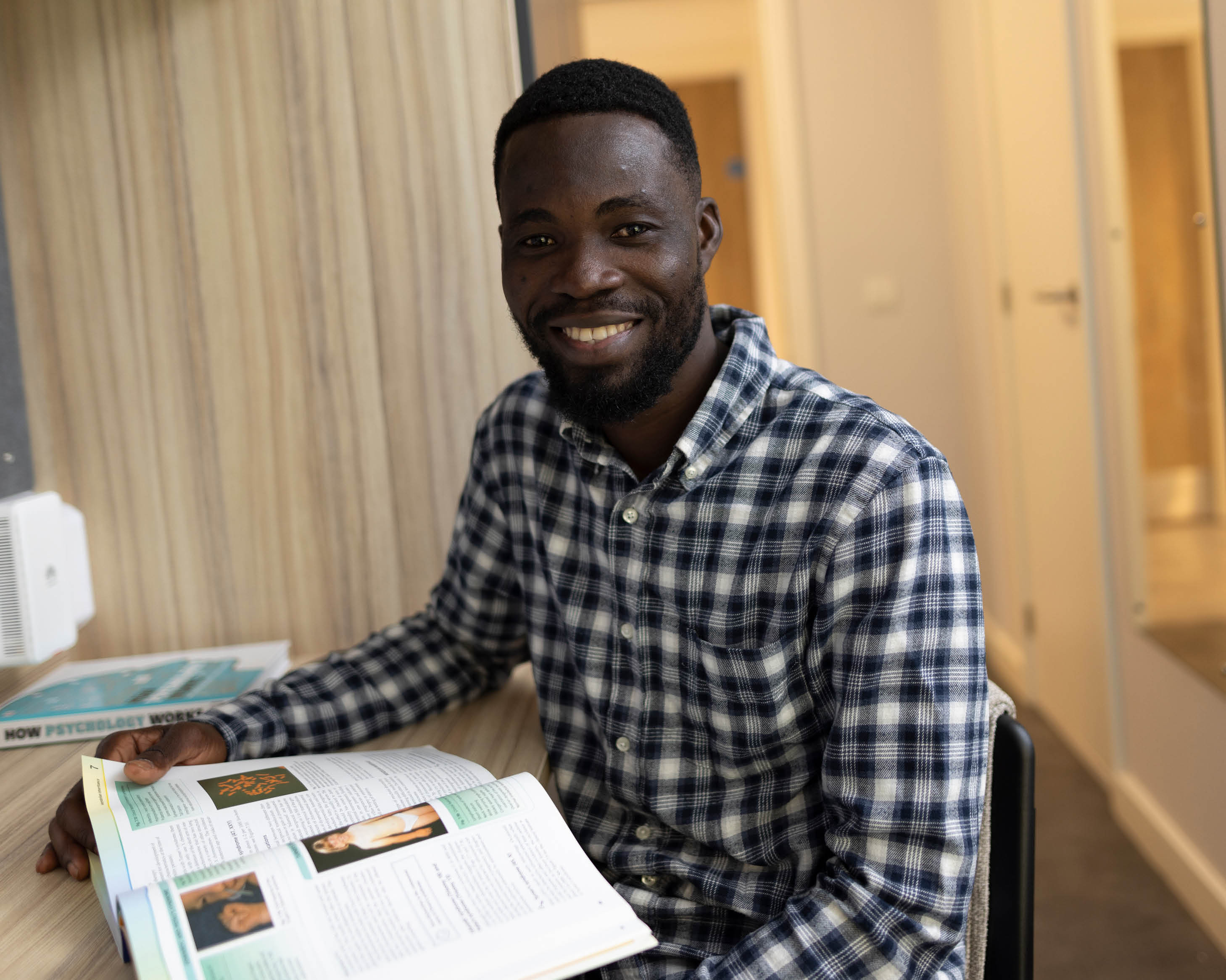 Student reading a book