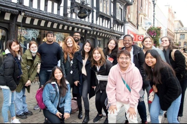 Students outside Stokes on Lincoln high street