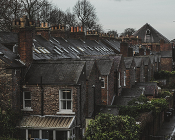 Rear of a row of terraced houses in Sincil Bank, Lincoln