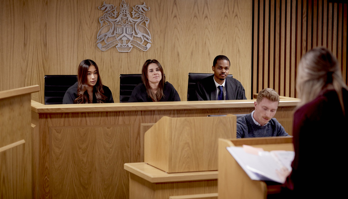 Students in the University's Moot Court.